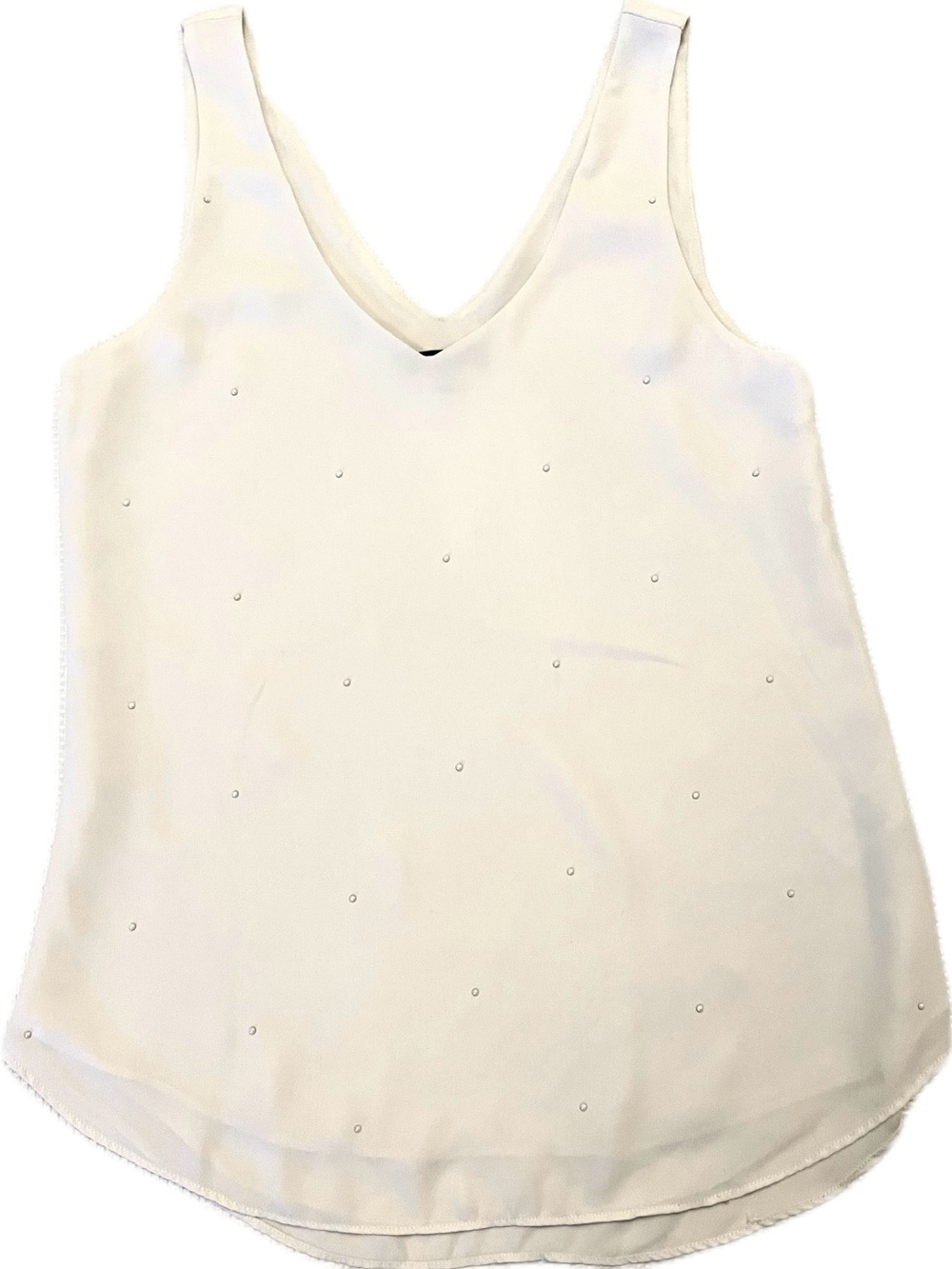 RW&CO Cream Camisole Tank V Neck Pearl Embellished XXS